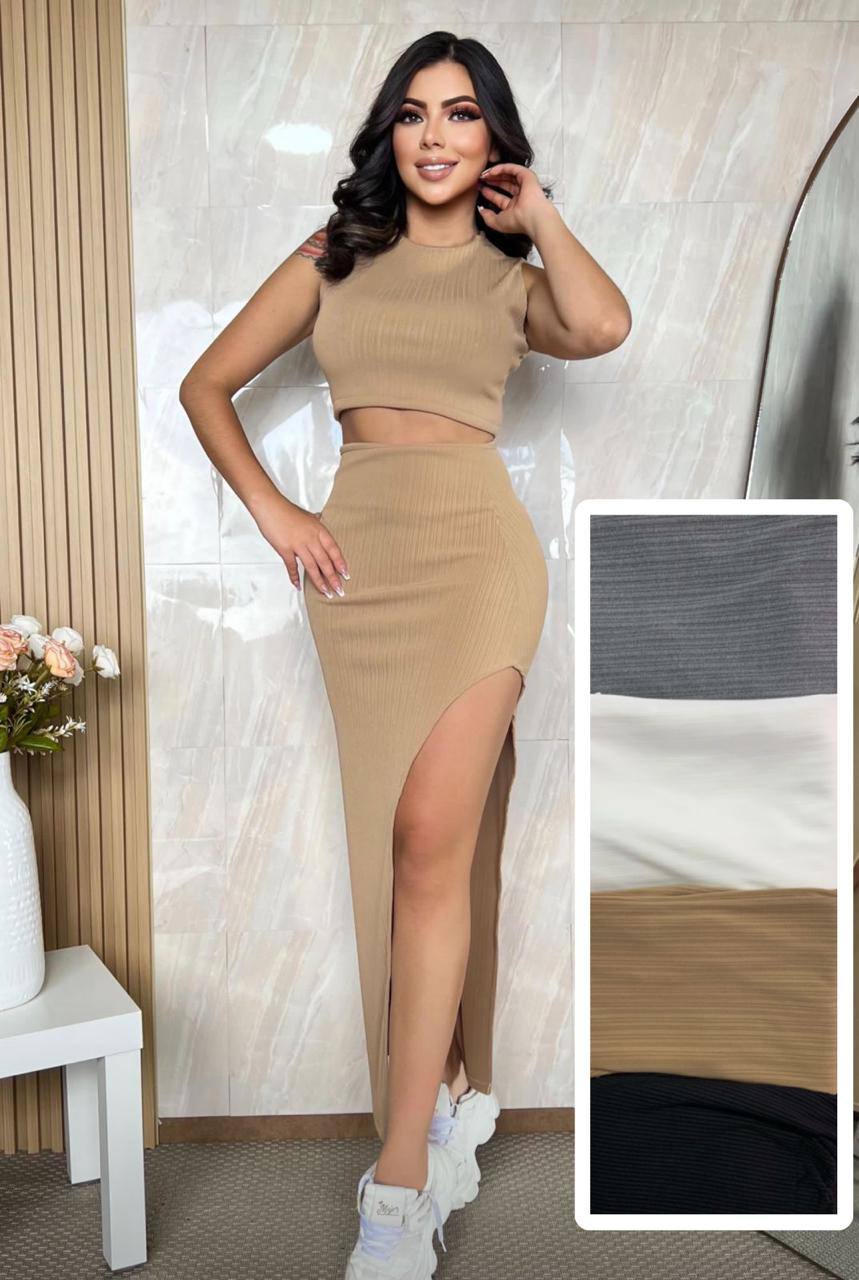 Conjunto rib licrado talla única